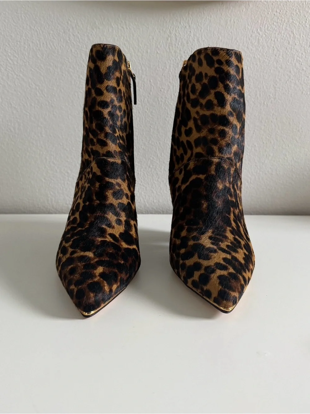 Tory Burch Leopard Print Pointed Toe Ankle Boots - Brown